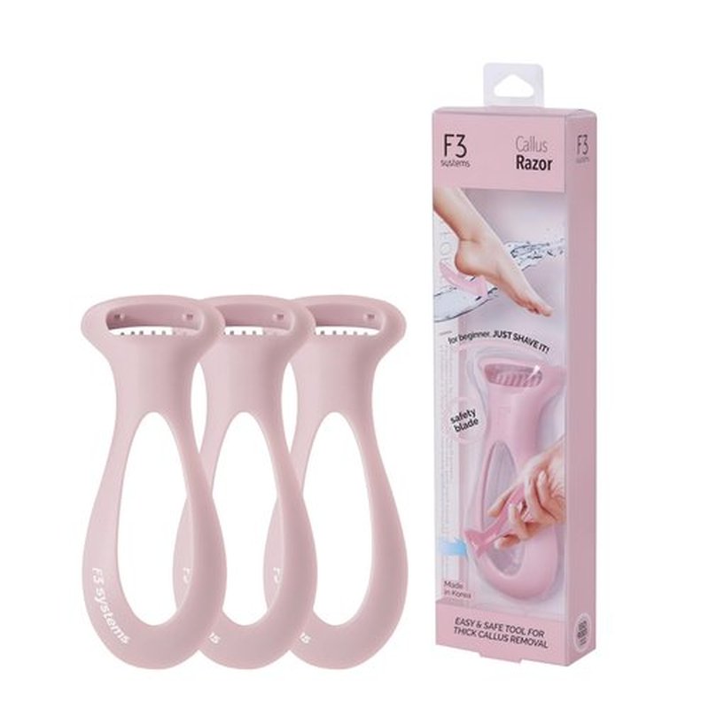 F3 Systems Callus Razor(3pack), Pedicure Tool, Effective for Cracked Heel, Ergonomic Design for Grip, Safety Stainless Steel Callus Shaver, Blade for Foot Care, Hard, Rough,Thick Callused Skin Remover