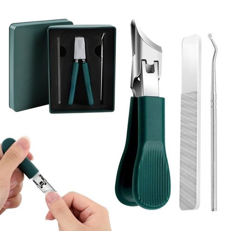 Eagle Beak Beveled Nail Clippers,3-Piece Set of Upgrade Stainless Steel Wide Jaw Opening Anti-Splash Nail Clipper,Wide Jaw Opening Anti-Splash Slanted for Ingrown & Thick Toenails for Men Women
