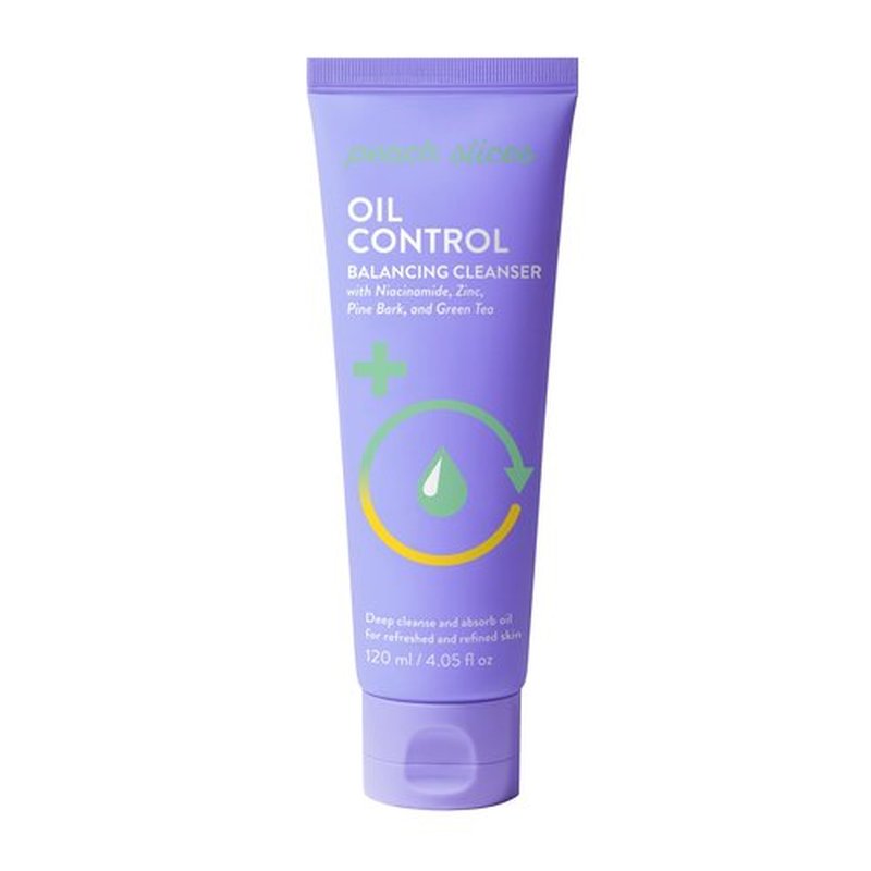 Peach Slices - Oil Control Balancing Cleanser (4.05 oz) - Deep Cleanse, Absorb Oil - Refreshed & Refined Skin - Niacinamide, Zinc, Pine Bark, Green Tea - Vegan, Cruelty Free, Korean Skin Care & Beauty