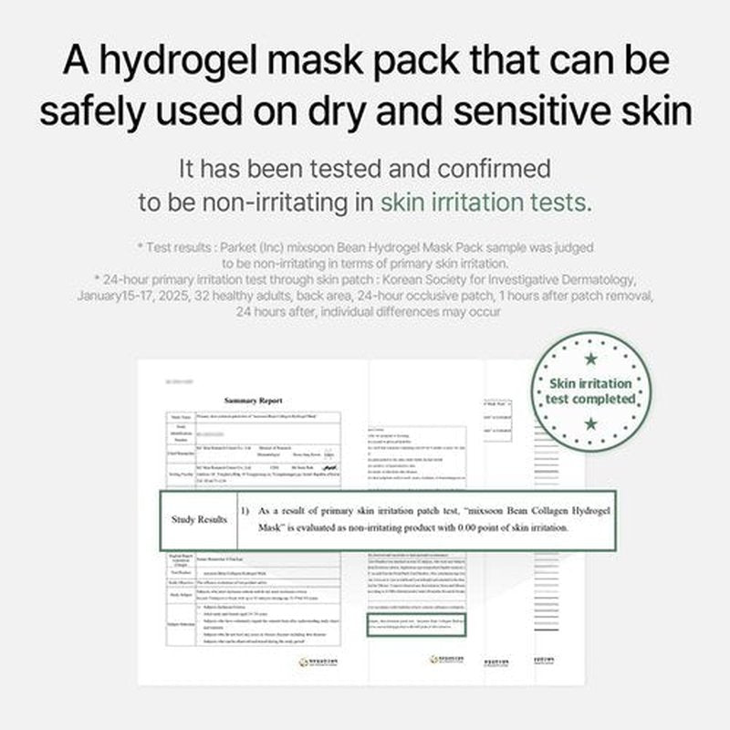 mixsoon Bean Collagen Hydrogel Mask Hydration All-In-One Firming, Soothing Gel Formula Face Mask for Radiant, Smooth Skin Stocking Stuffers 35g / 1.18 fl.oz. (5ea) Korean Glass Skin Care