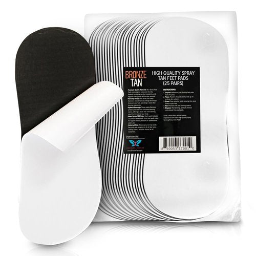 Bronze Tan Sticky Pads for Feet – 25 Pairs, Disposable & Hygienic Non-Slip Pads – Eco-Friendly Tanning Foot Protectors for Sunless or Self-Tanning at Home or Salon