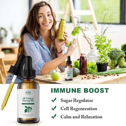 ANNAS Soursop Oil Organic,Natural Antioxidant, Cell Support & Regeneration, Immune Boost, Soursop Bitters Liquid, Non-GMO, Vegan, Natural Soursop Flavo