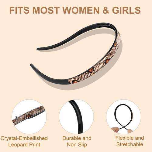KOVOLITU Headbands Designed for Eyewear-Fashion Glitter Sparkly Diamond Hairbands Comfortable Non-Slip Thin Headbands for Women Girls-AB Silver