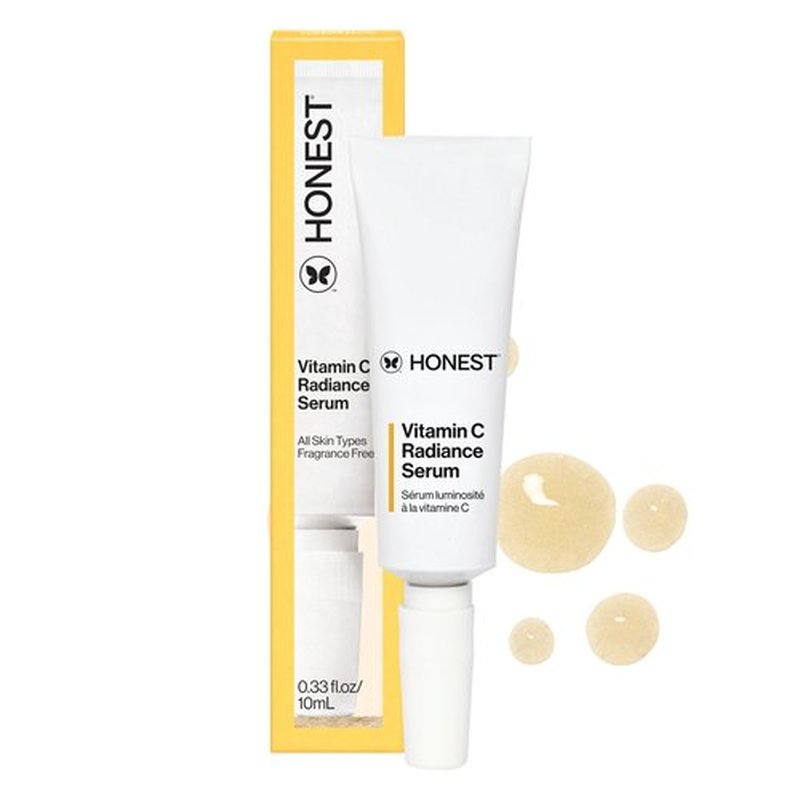 Honest Beauty Mini Vitamin C Radiance Serum, Improves Brightens Skin Tone and Complexion, Gentle for Sensitive Skin, Fragrance-Free, Vegan, Travel Size, .33 fl oz