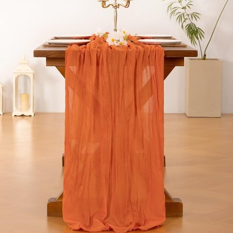 Socomi 10-Piece Orange Cheesecloth Table Runner - 120 Inch Boho Rustic Decor for Weddings & Events