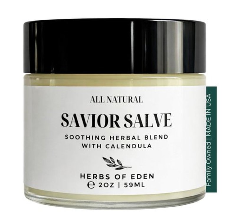 Herbs of Eden Savior Salve | Herbal Balm with Calendula, Comfrey, Yarrow, Plantain & Chamomile | Organic Eczema & Dry Skin Relief for All Ages | USA Made