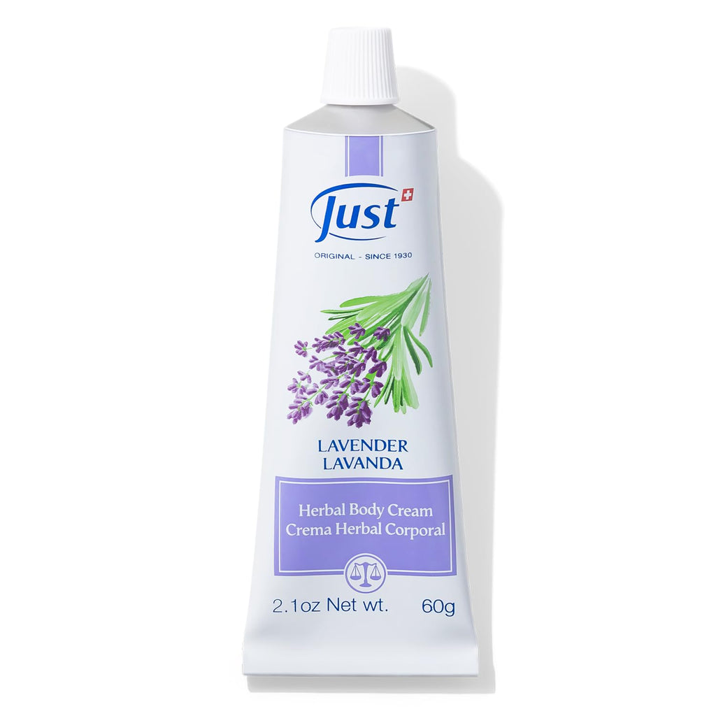 Swiss Just Lavender Cream 60g - Herbal Cream with Lavender Oil, Witch Hazel, and Aloe Vera - Eases Discomfort for Burns, Dermatitis, and Itchy Skin