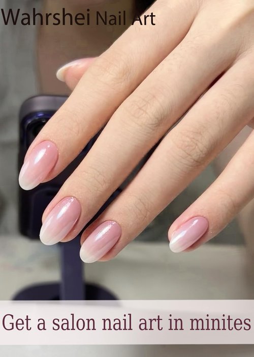 Semi Cured Gel Nail Strips, Glazed Pink Gradient 20pcs Adhesive UV Sticker, Wraps for Home Manicure DIY