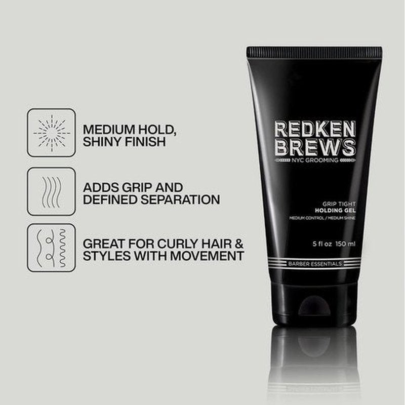Redken Brews Holding Gel For Men - Medium Hold, Flake-Free Styling & Shine For All Hair Types