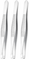 LUXXII Flat Tip Tweezers Set (3 Pack) – Precision Stainless Steel Tweezers for Eyebrows, Facial Hair, Ingrown Hair & Splinter Removal – Professional Hair Plucker for Women & Men