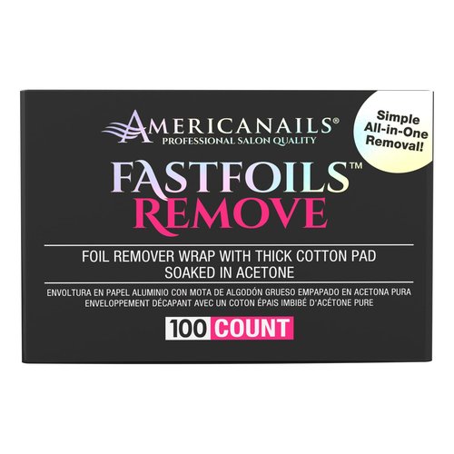 Americanails FastFoils 100 ct, One Step Gel Polish Foil Remover Wraps, All-In-One Foil Remover With Thick Cotton Pad & Pure Acetone, Remove Nail Polish, Gel Polish, Gel Nails, Acrylic Nails, Dip Nails
