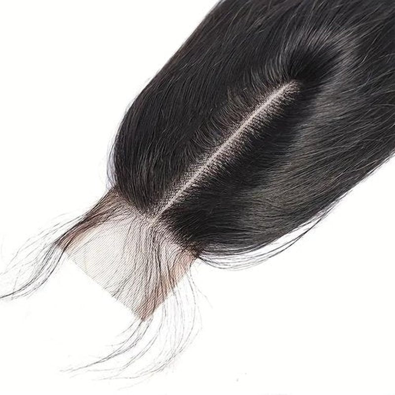 Lace Closure 2x6 HD Straight Lace Closure Human Hair 14 Inch Brazilian Virgin Hair Free Part 100% Human Hair Extensions for Black Women Pre Plucked Natural Color