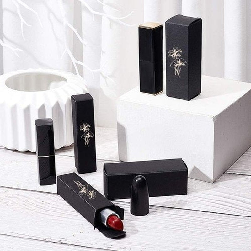 BENECREAT 50 Pack 3.4x1x1 inch Black Kraft Paper Lipstick Box Lip Balm Kraft Box for Birthday Festival, Wedding Valentine's Day, Festival Gift Packaging