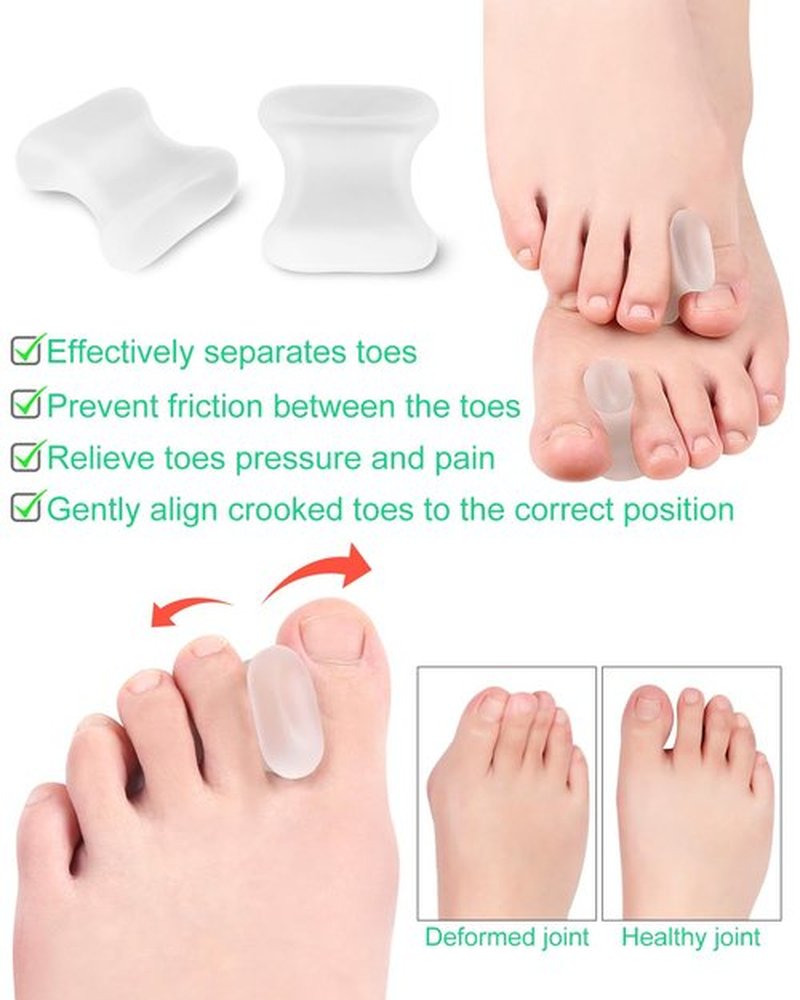 PGRODE 12 Pack Gel Toe Separators Silicone Toe Spacers for Women Men Bunion Corrector Toe Pain Relief, Toe Alignment, Soft Toe Spacer for Crooked Toes, Overlapping Toes, Hammertoe Correction (Small)