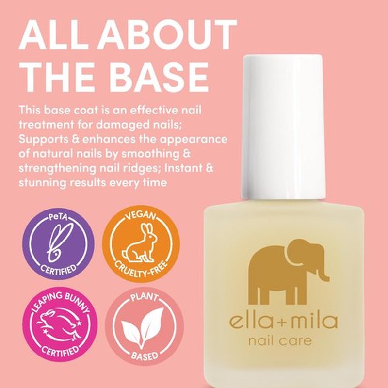 Ella+mila Ridge Filler Base Coat Nail Polish - Smoothing Treatment for Natural Nails | Nourishing Clear Polish (0.45 fl oz)