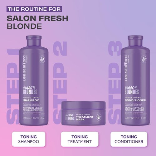 Lee Stafford Purple Toning Shampoo - Best Toner for Bleach Blonde & Grey Hair | Hydrating Cleanser, 16.9 Fl Oz