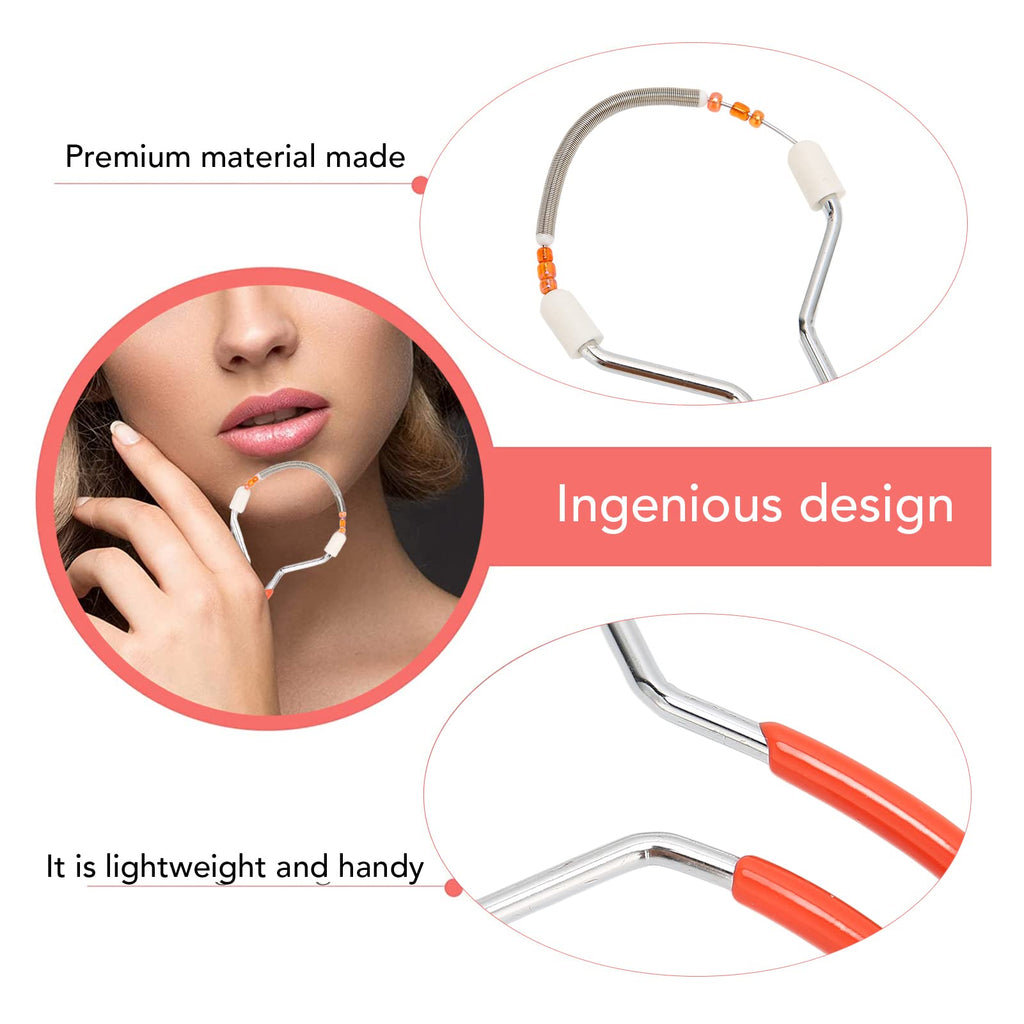 Spring Facials Hair Remover, 3pcs Manual Epilator for Women, Facials Hair Remover Epilator Depilatory Spring Face Threading Tool for Upper Lip, Chin, Cheeks and Neck