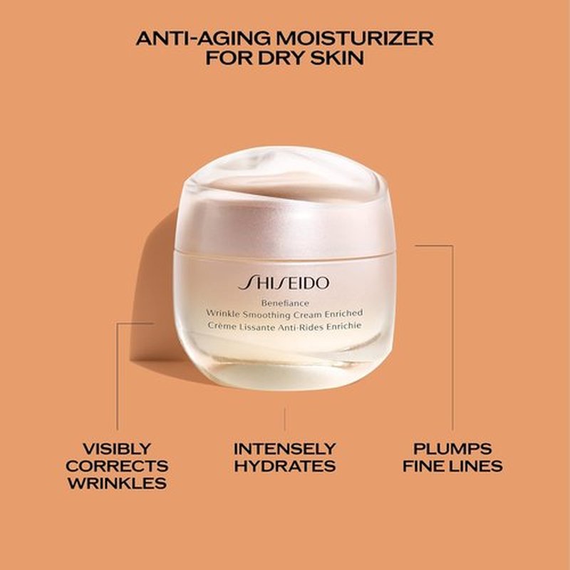 Shiseido Benefiance Wrinkle Smoothing Cream - Anti-Aging Moisturizer for Dry Skin - Hydrates & Reduces Wrinkles