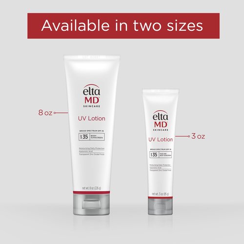 EltaMD UV Lotion Body Sunscreen, SPF 30+ Sunscreen, Body Lotion with SPF Made with Zinc Oxide and Hyaluronic Acid, 3.0 oz Pump