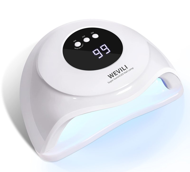 WEVILI 72W UV Nail Lamp, UV Light for Gel Nails with Smart Sensor, 3 Timer Settings & LCD Display, Portable Fast Curing Nail Dryer for Salon and Home Use (White)