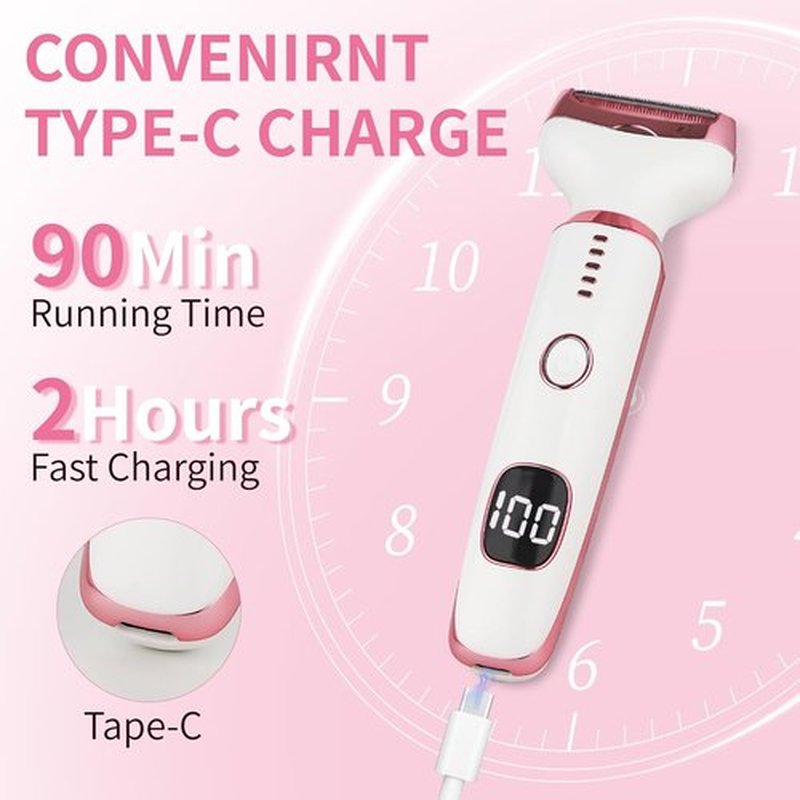 2026 LED Display Electric Razor | Skiennix Women's Wet & Dry Shaver - Painless 4-in-1 Cordless 3-Blade for Legs, Arms, Bikini