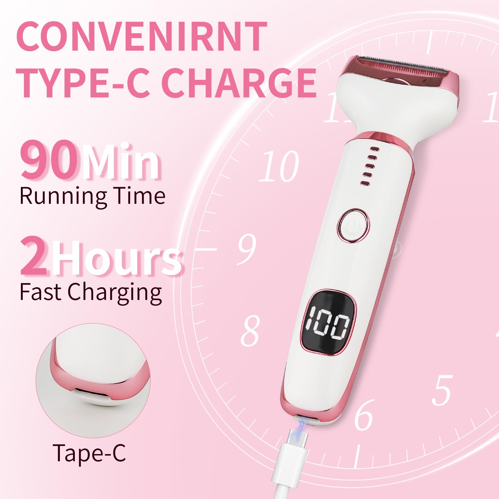 Beanify 2026 Led Display Electric Razor,Beauty Women's Wet & Dry Electric Shaver, Painless 4 in 1 Painless Body Razors,Cordless 3-Blade Ladies Shaver for Legs, Arm, Underarms, Bikini (Multicolor)