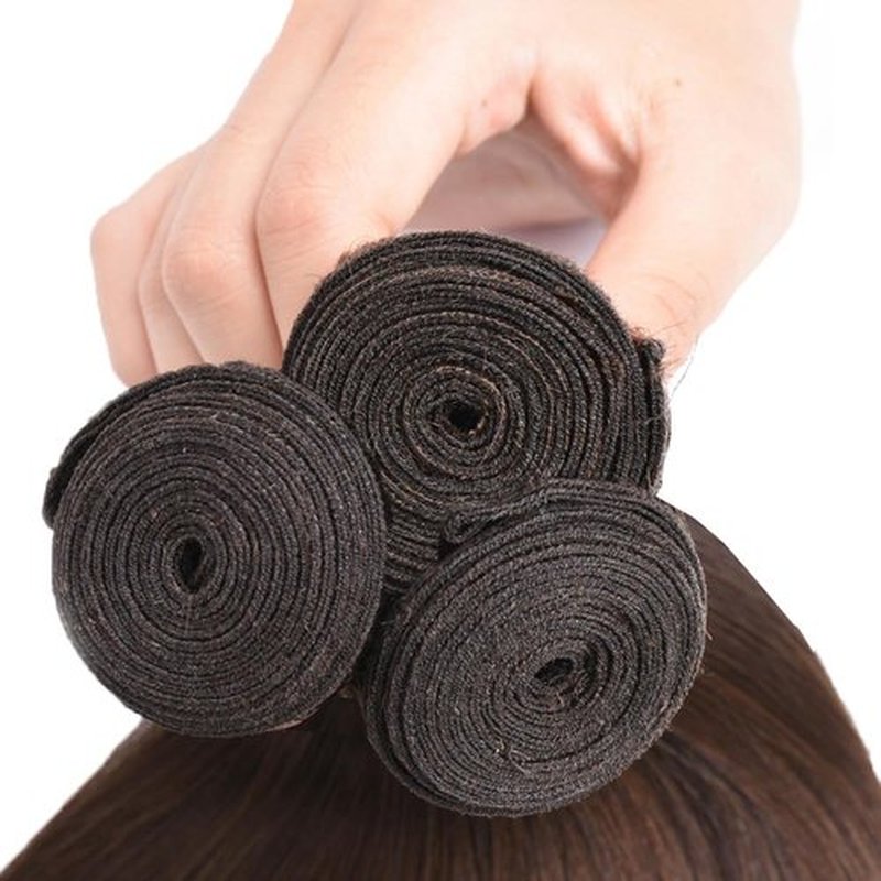 Color 4 Straight Bundles Human Hair Chocolate Brown Bundle Niegmeag Brazilian Virgin Remy Hair 3 Bundles 12 14 16 Inch Double Weft Brown Straight Bundle Hair Weave 150g
