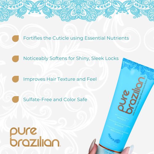 Pure Brazilian Deep Conditioning Masque - Nourishing Hair Treatment with Keratin & Acai, 8 Fl Oz