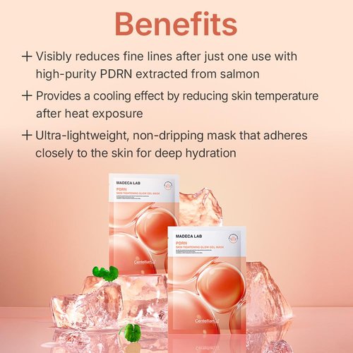 CENTELLIAN 24 Madeca Lab PDRN Skin Tightening Glow Gel Mask (5 pcs) – Firming & Hydrating Face Mask for Radiant Skin, Korean Skin Care. PDRN, TECA, Niacinamide.