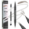 Skiennix Microblading Eyebrow Pencil - 2-in-1 Dual-Ended Pen with Precise Brush Tip | Dark Brown, Waterproof & Long-Lasting