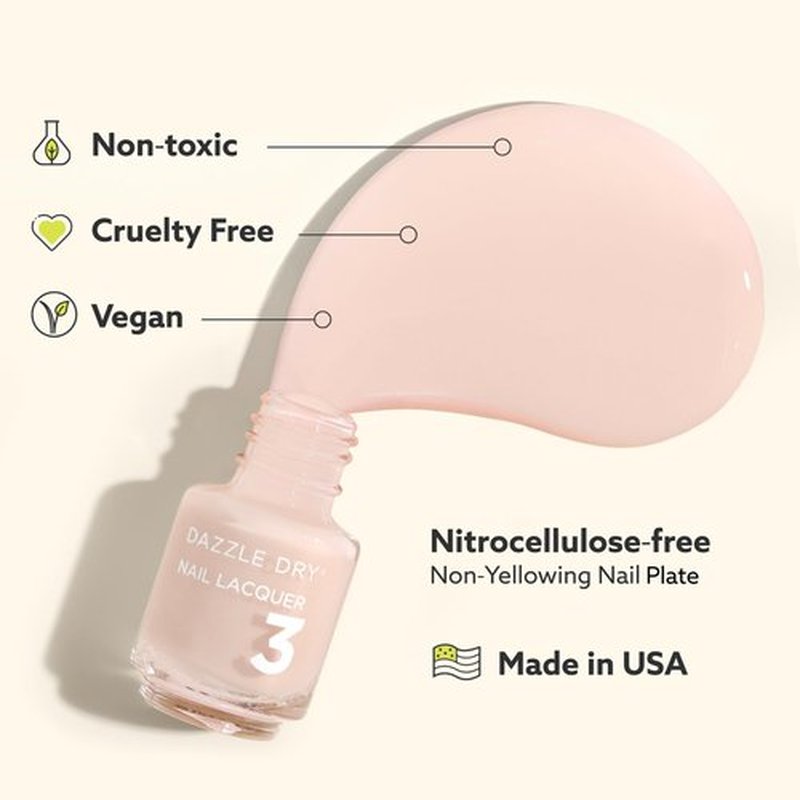 Dazzle Dry Mini Kit 4 Step System - Prima Ballerina, a sheer and milky delicate pink that makes a beautiful French base. (5 Piece Kit / 5 Manicures)