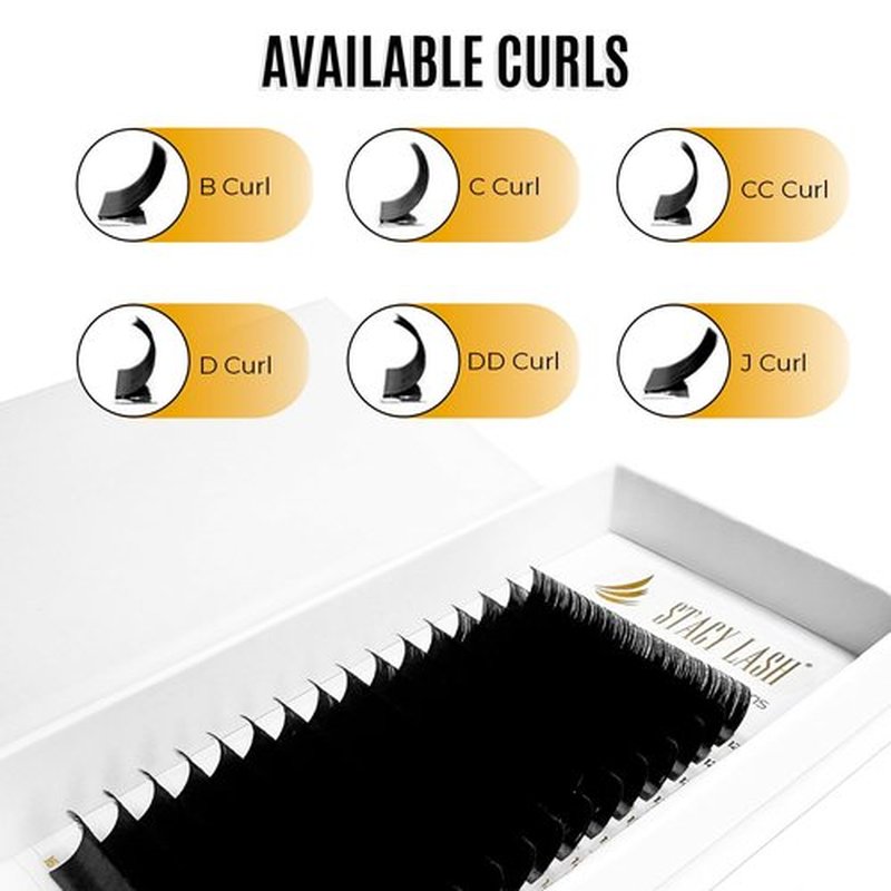 Individual Lashes Semi Permanent Mink Lashes by STACY LASH | Volume & Classic Lash Extensions | B Curl Eye Lashes | Eyelash Extension Supplies for Lash Tech | 16-Rows Lash Tray | B-0.07-MIX 12-15