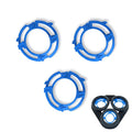 Suleto 3PCS Shaver Head Blade Holder Plate Fits for Series 5000, 3PCS Razor Retaining Lock-Ring Blue Blade Retaining Rings for SH50 Series