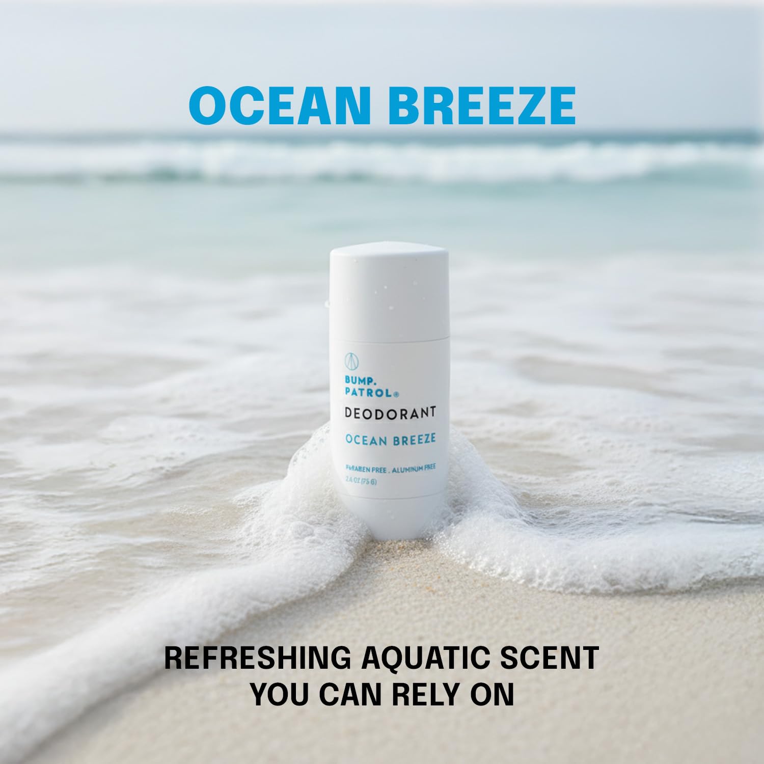 Bump Patrol Aluminum Free Deodorant Stick – Ocean Breeze Scent, Nontoxic Odor Protection for Men & Women, No Aluminum, Parabens, or Baking Soda, Cruelty-Free