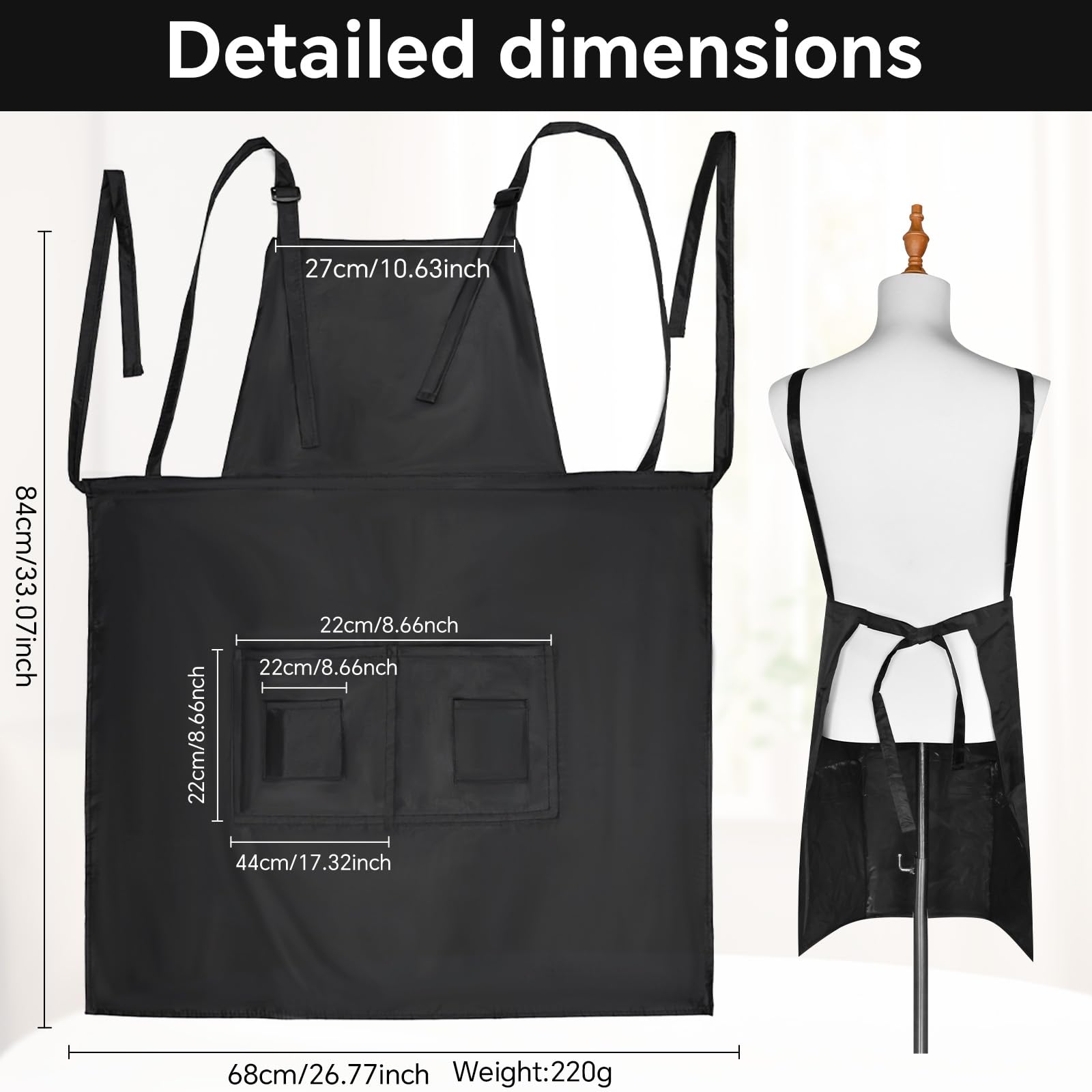 BARBERTOP Hair Stylist Apron for Women/Men, Adjustable Professional Salon Apron with 4-Pocket, For Barber, Hairdresser, Cosmetology, Dog Grooming, Gardening, Cooking, Art Apron Fits All Body Types