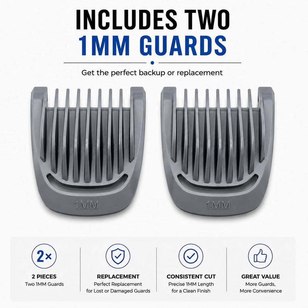 Trimmer (2) Replacement 1mm Beard Hair Guard Comb Set for Philips Norelco