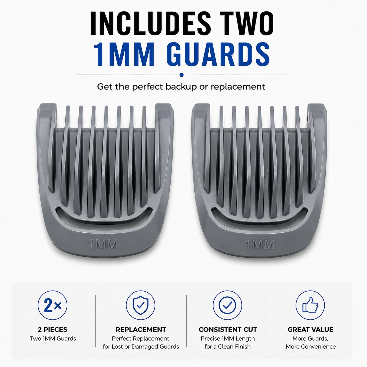Trimmer (2) Replacement 1mm Beard Hair Guard Comb Set for Philips Norelco