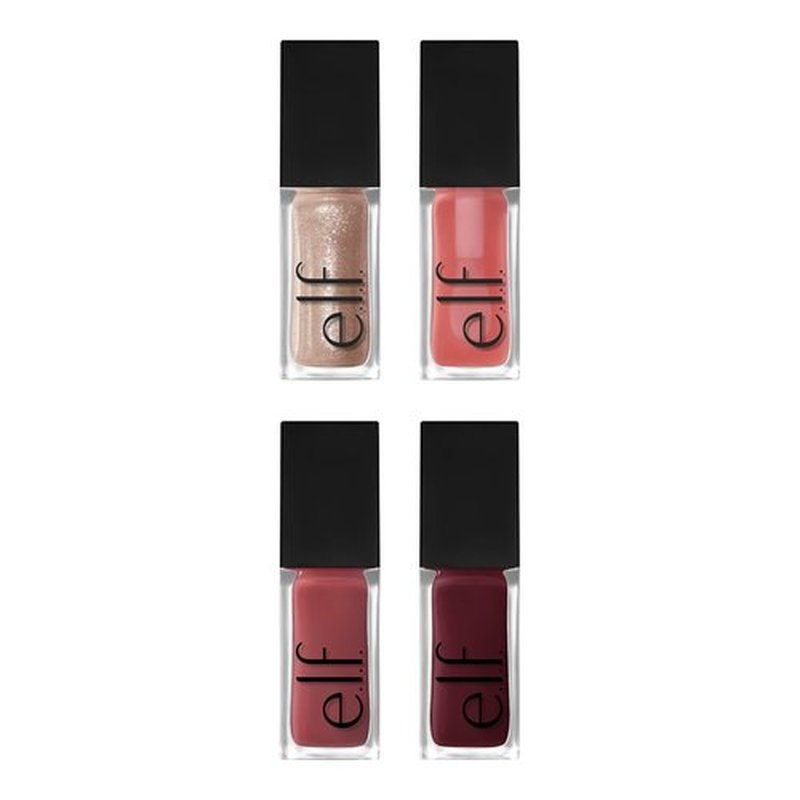 e.l.f. Glow Reviver Quad Goals Lip Oil Kit, 4 Hydrating, Non-Sticky Glossy Tinted Lip Oils, Lip Gloss Set, Moisturizing Lip Care, Vegan & Cruelty-Free