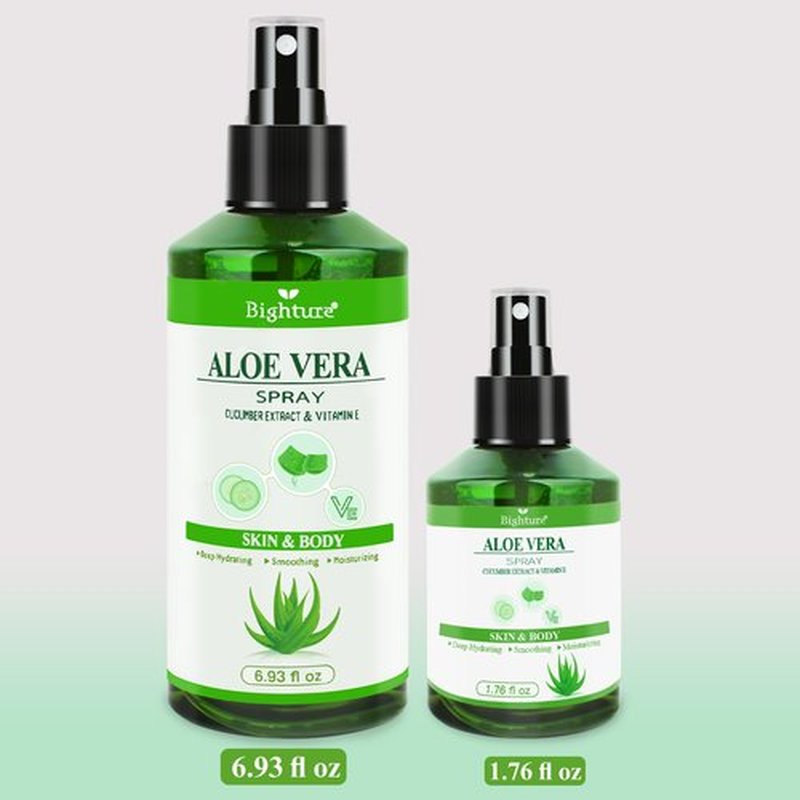 BIGHTURE Aloe Vera Spray from Freshly Cut Pure Aloe, Aloe Vera for Skin& Hair, Aloe Vera Spray for Sunburn Relief, 6.93oz, Absorbs Rapidly, Infused wirh Cucumber Essence