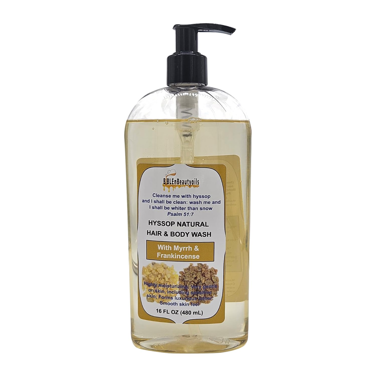 BIBLE N Beautyoils Cleanse Me With Hyssop Natural Hair and Body Wash, Organic Hyssop Infused Shampoo and Body Wash for Nourishing and Refreshing Hair & Body Cleansing