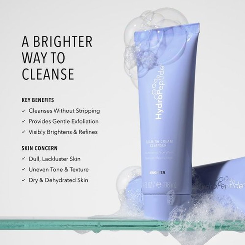HydroPeptide Foaming Cream Cleanser - Illuminating Peptide Face Wash | 4 Ounce Size