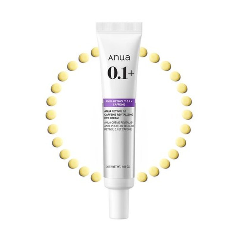 Anua Retinol 0.1 Caffeine Revitalizing Eye Cream, Lightweight Formula for Dark Circles & Puffiness, Hydrating for Sensitive Skin, Korean Skincare,1.05 fl oz