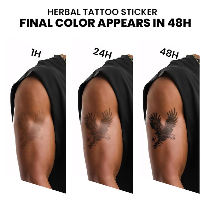 UBICA Semi Permanent Tattoos, 2 Sheets Tiny Realistic Temporary Tattoos for Men Hand Fingers, Fake Tattoo for Party, Waterproof No Reflective, Lasts 2 Weeks (Barbed Wire & Bat Cross Designs)