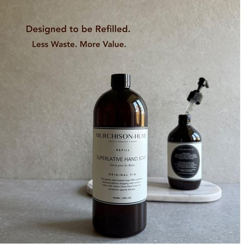 Murchison-Hume Original Fig Hand Soap - Plant-Based Formula with Refillable Pump | SLS-Free & Hydrating | 16 fl oz