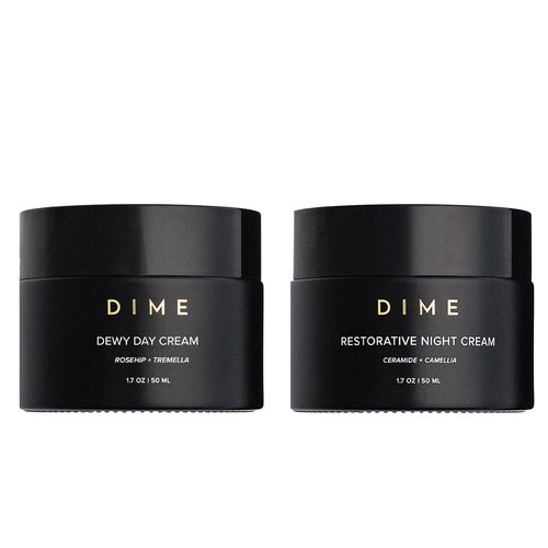 DIME Beauty Moisture Skin Care Set - Dewy Day Cream and Restorative Night Cream Non Toxic Face Moisturizer for Dry or Sensitive Skin Barrier Repair Day and Night Hydrating Facial Creams