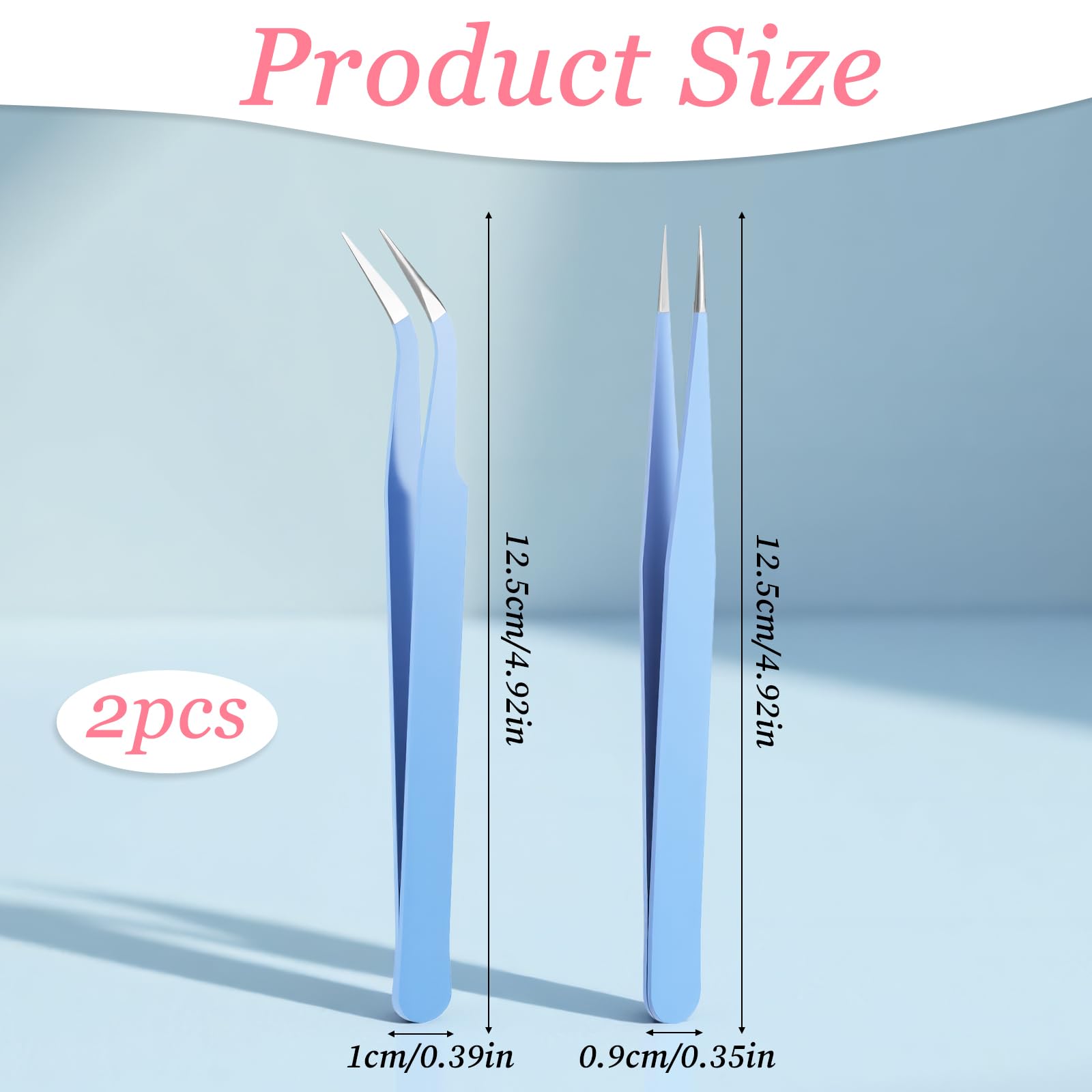 2 Pcs Sticker Tweezers, Craft Tweezers Scrapbooking Tools Precision Tweezer Blue Cute Crafting Tweezer for Stickers Lashes Electronics Scrapbooking (Blue)