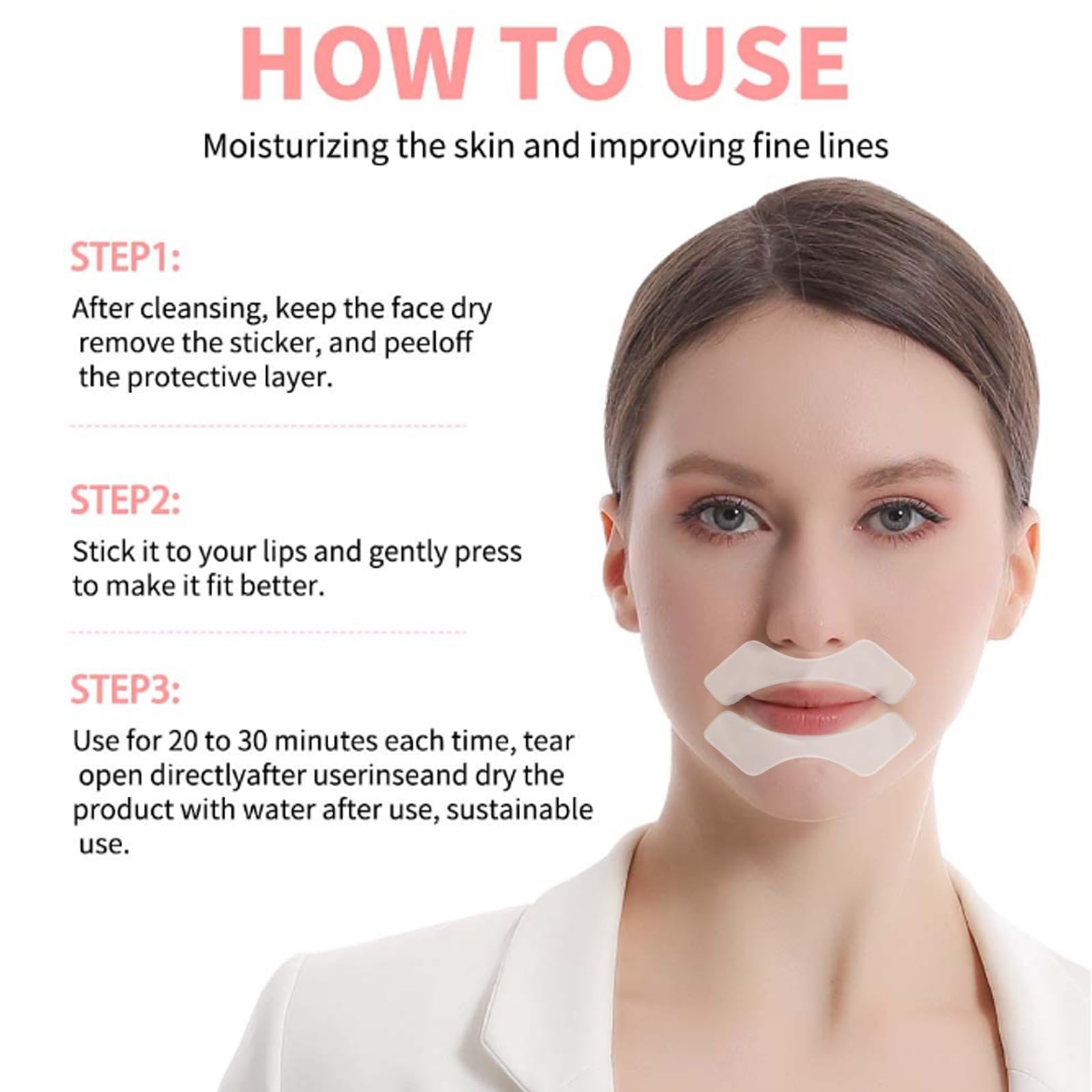 Ueseinl 6PCS Silicone Lip Lift Anti Wrinkle Patches, Resusable Lip Mask to Smooth Smile Lines, Silicone Sticker for Fine Lines & Around Mouth Area, Fast Acting Collagen Pad