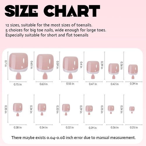 240Pcs White French Tip Press on Toenails Short Square Fake Toe nails Press ons with Design Stick on Toe nails Reusable Acrylic False ToeNails Artificial Glue on Toenails for Women Nails Manicure