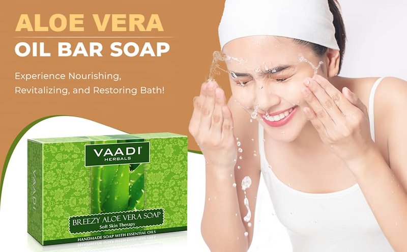 Vaadi Herbals Aloe Vera Soap 75 Grams (10.6 Ounces(Pack of 4 X 75 Grams))