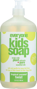 Everyone 3-in-1 Kids Soap, Body Wash, Bubble Bath, Shampoo, 32 Ounce (Pack of 6) Tropical Coconut, made with Essential Oils for Toddlers, tweens and teens